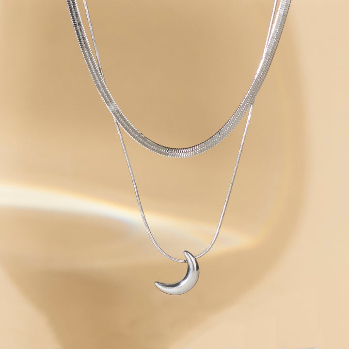 Half Moon Halo Silver Necklace - Salty Accessories