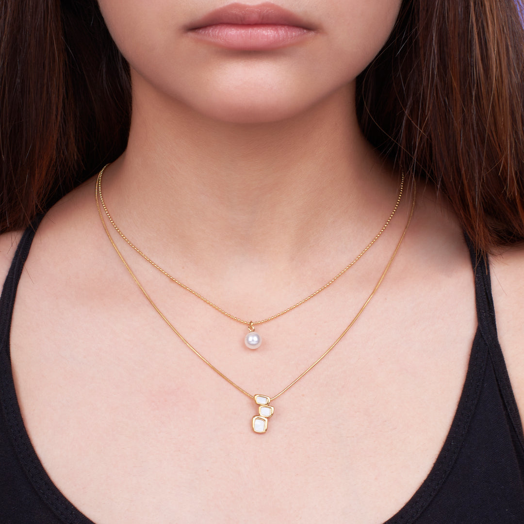 Dainty Pearl Drop Gold Necklace