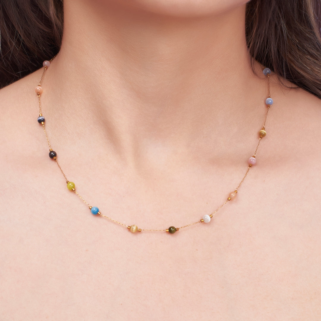 Jewel Tone Delight  Gold Necklace