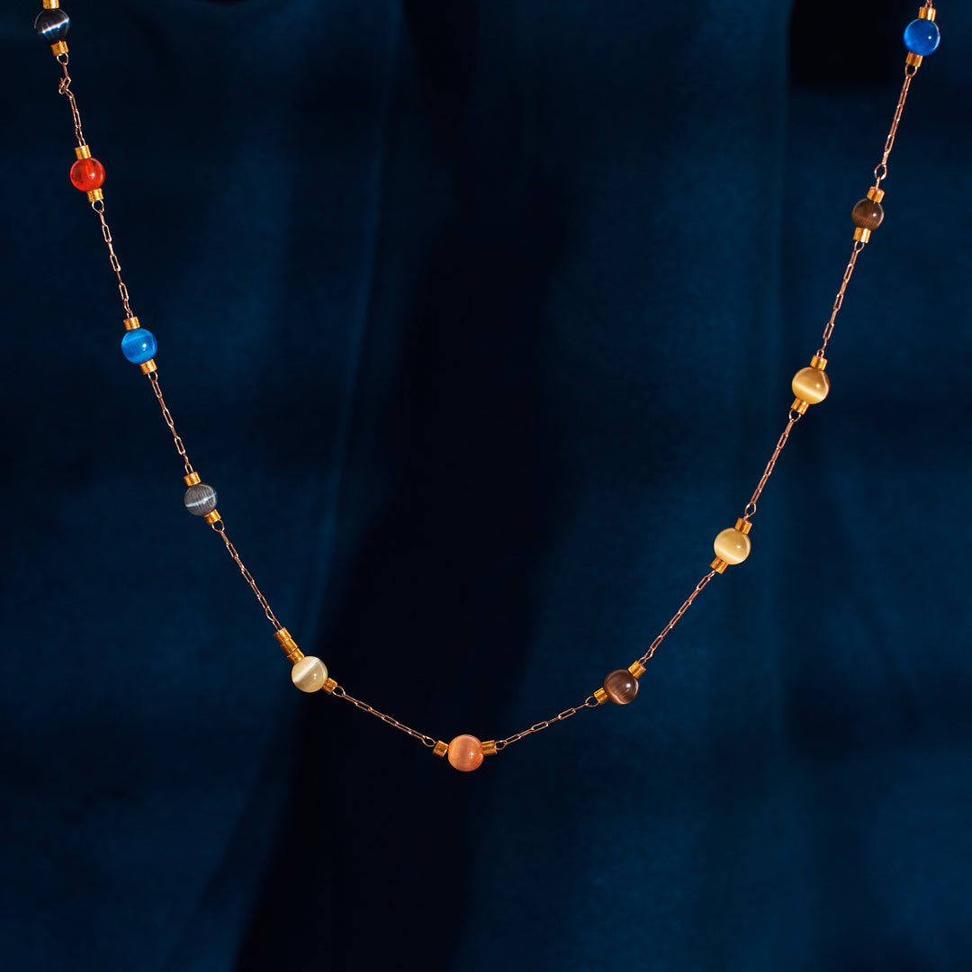 Jewel Tone Delight Rosegold Necklace - Salty Accessories