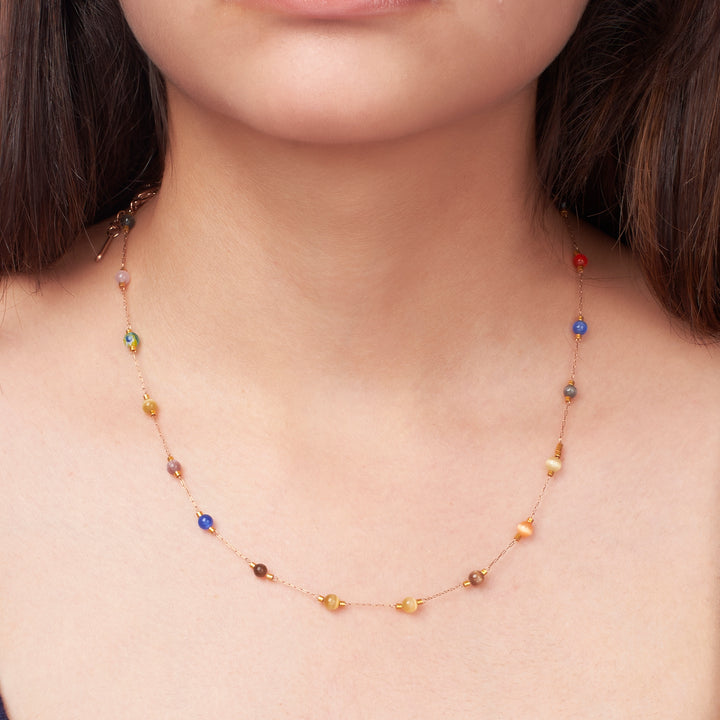 Jewel Tone Delight Rosegold Necklace - Salty Accessories