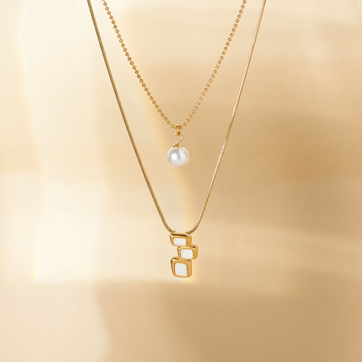 Dainty Pearl Drop Gold Necklace