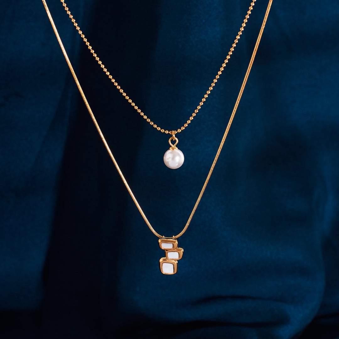 Dainty Pearl Drop Gold Necklace