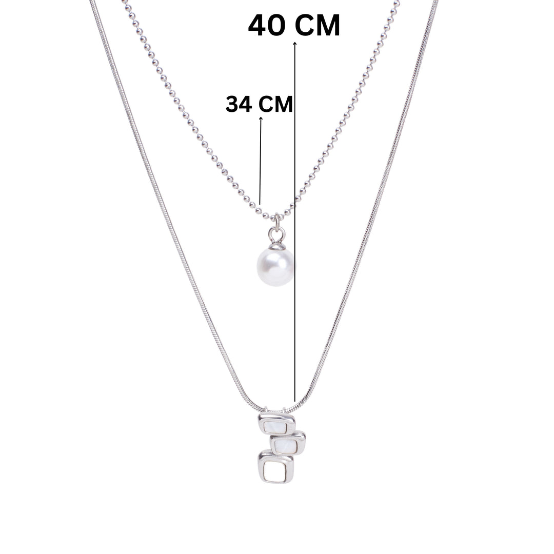 Dainty Pearl Drop Silver Necklace