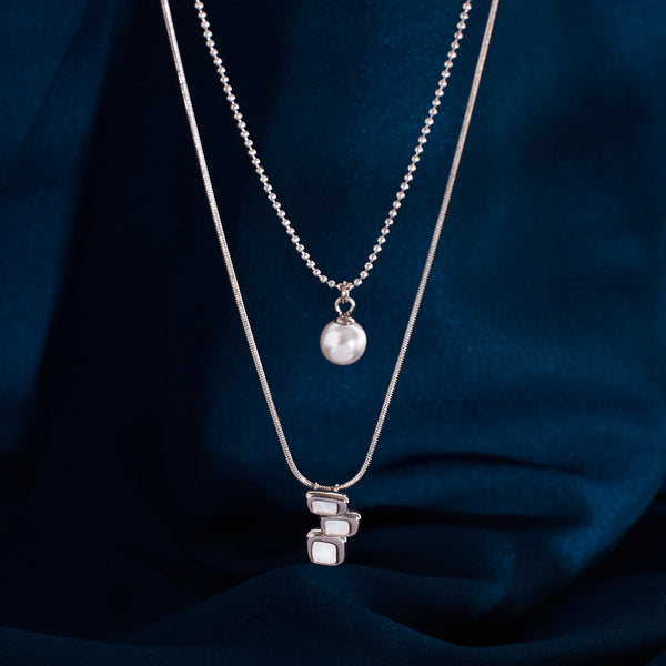 Dainty Pearl Drop Silver Necklace