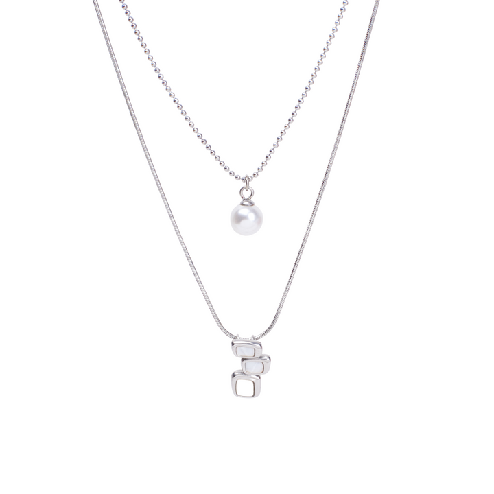 Dainty Pearl Drop Silver Necklace