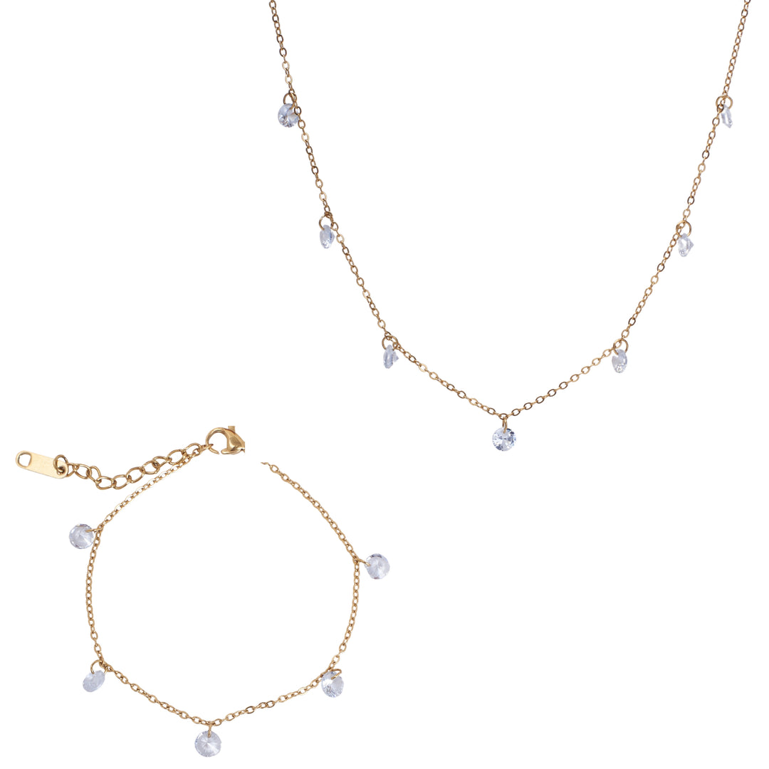 Tessellated Golden Beauty Stone Necklace & Bracelet Set