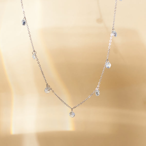 Tassellated Stone Silver Necklace