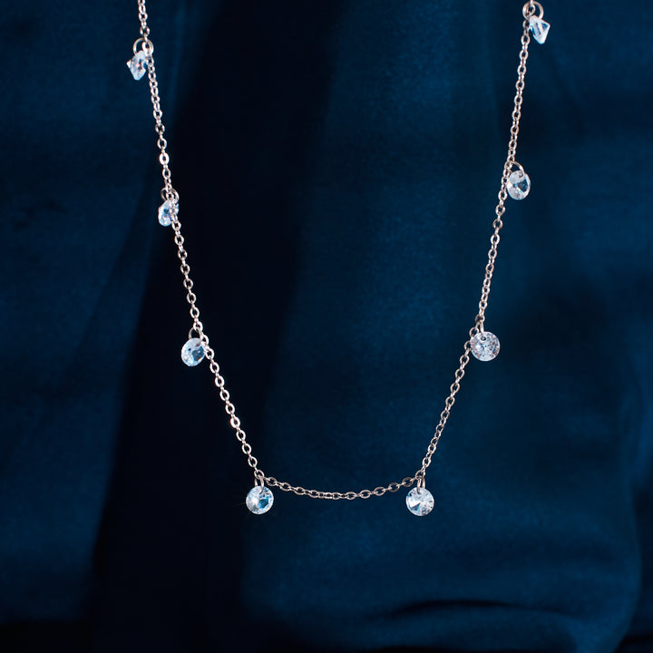 Tassellated Stone Silver Necklace