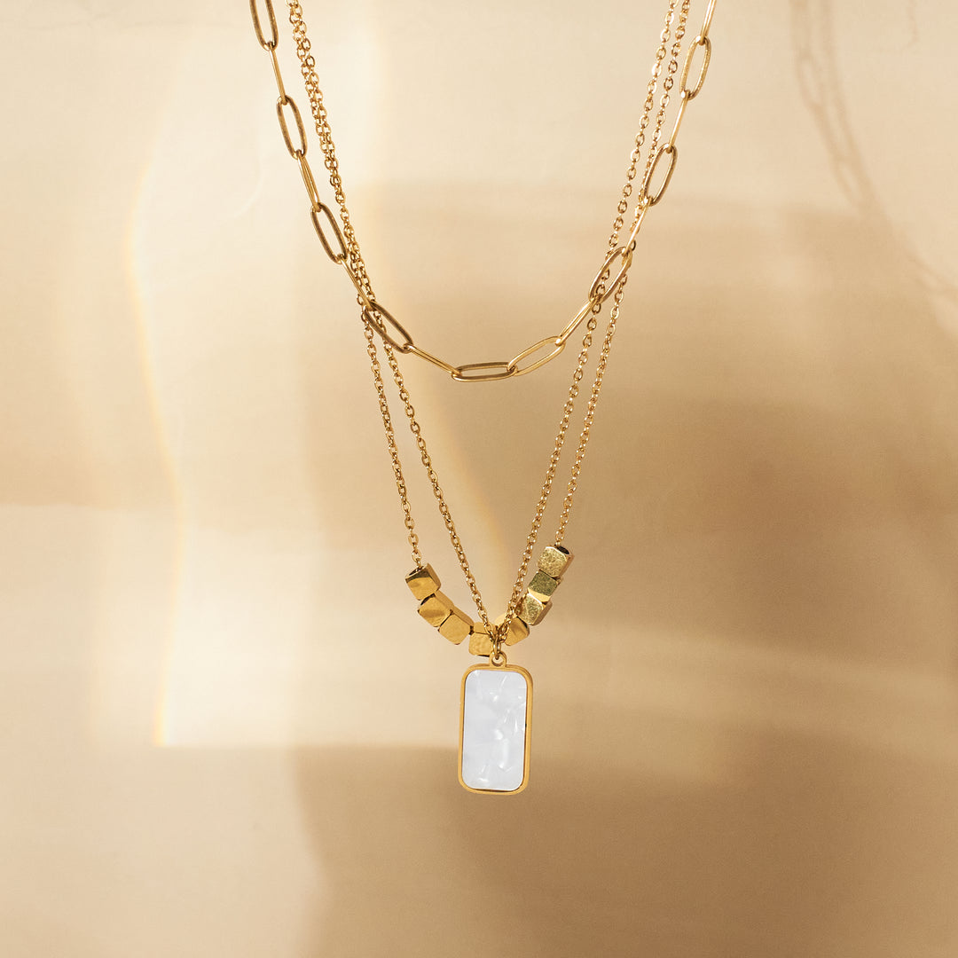 White Marble Gold Necklace - Salty Accessories