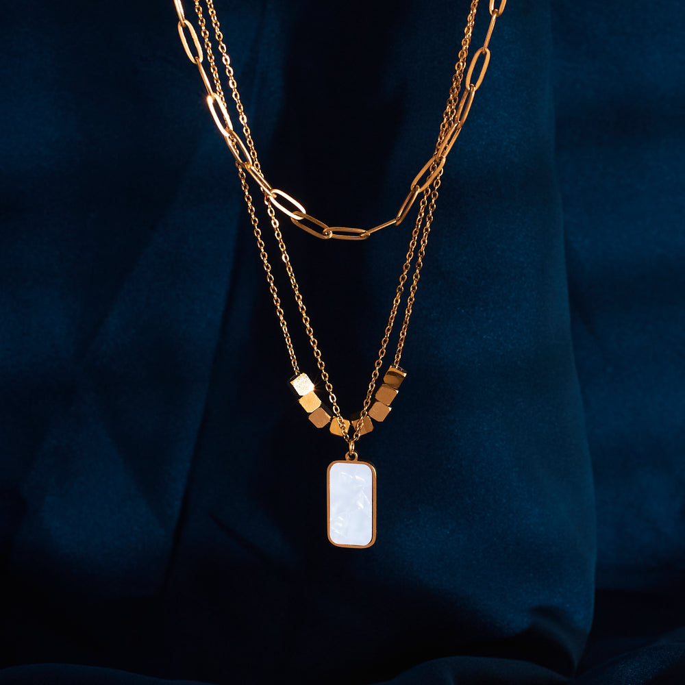 White Marble Gold Necklace - Salty Accessories