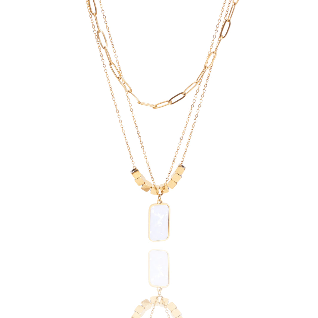 White Marble Gold Necklace - Salty Accessories