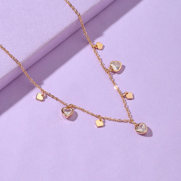 Crystal Heart Tassel Necklace