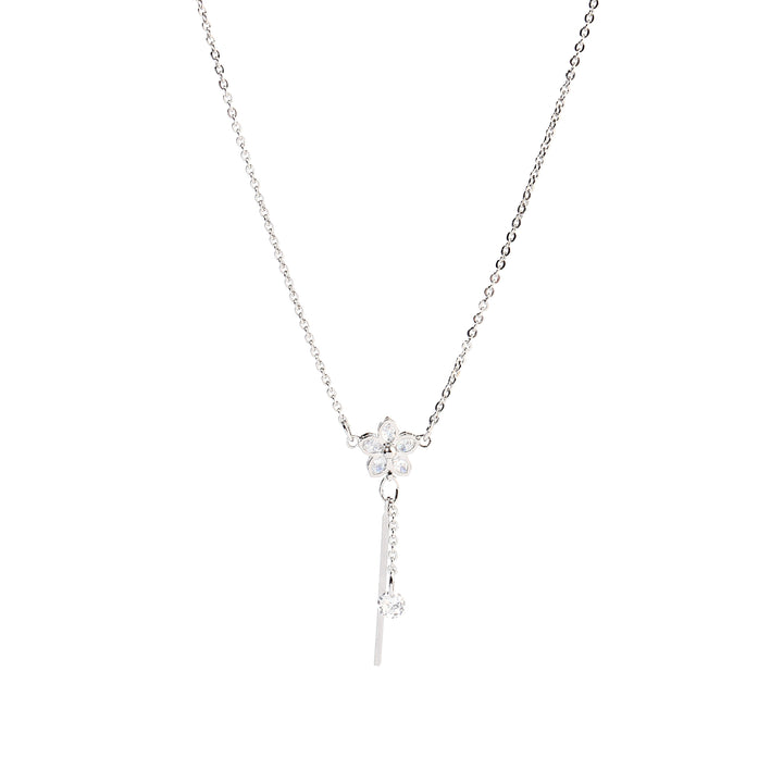 Silver Floral Tassel Necklace