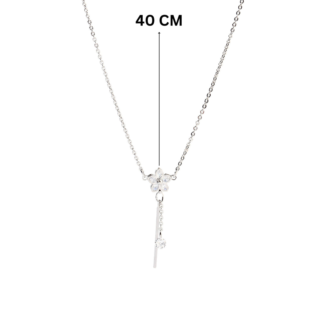 Silver Floral Tassel Necklace