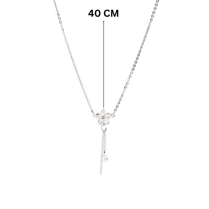 Silver Floral Tassel Necklace