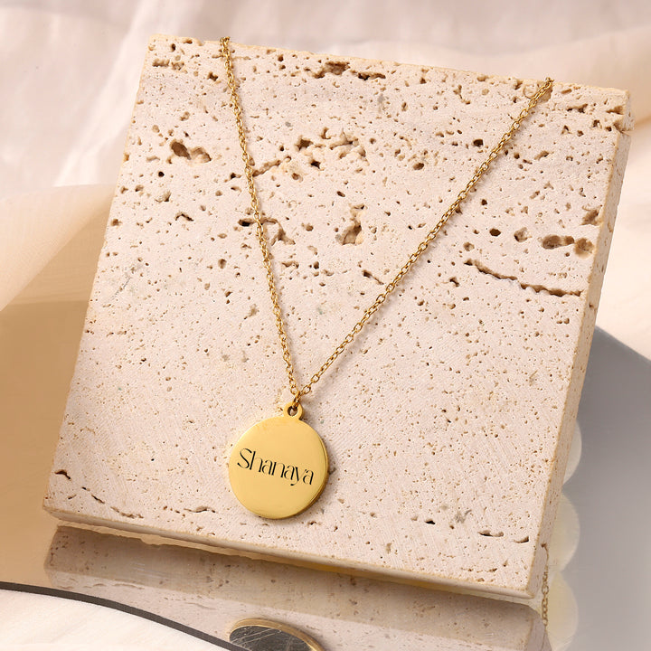 Minimal Round  Personalised Golden Necklace - Salty Accessories