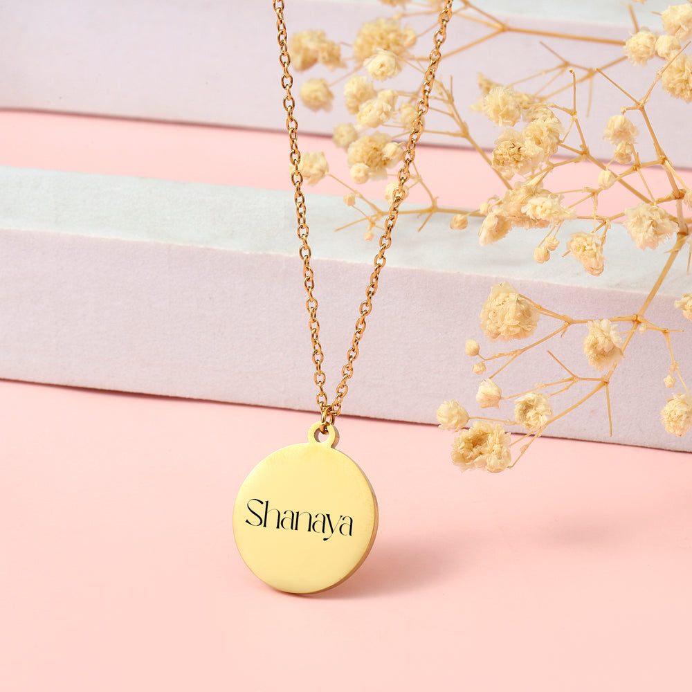 Minimal Round  Personalised Golden Necklace - Salty Accessories