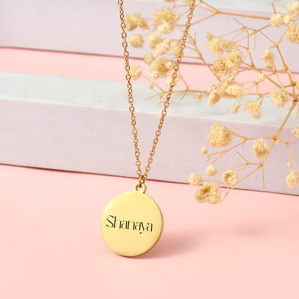 Minimal Round  Personalised Golden Necklace