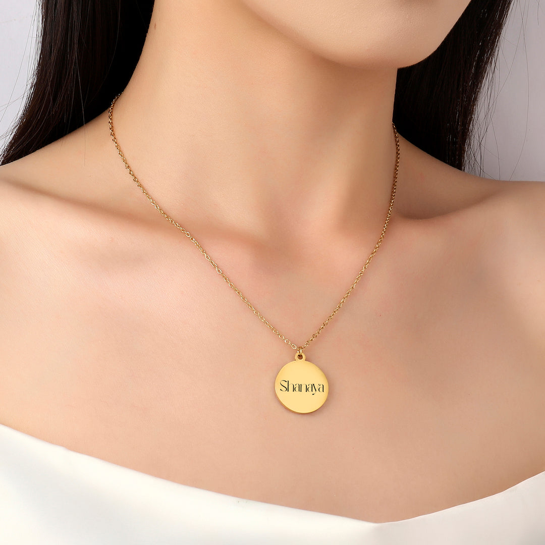 Minimal Round  Personalised Golden Necklace - Salty Accessories