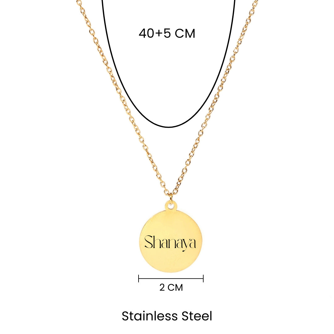 Minimal Round  Personalised Golden Necklace - Salty Accessories