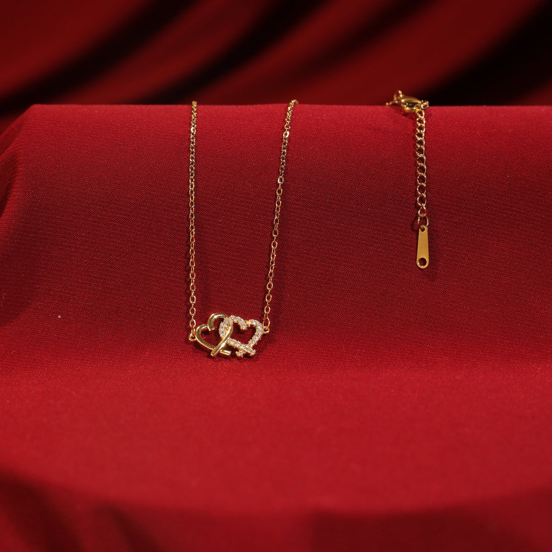 Linked Hearts Necklace With Valentine Box - Salty Accessories