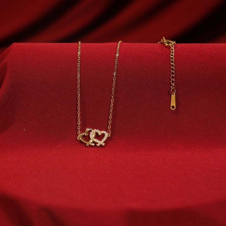Linked Hearts Necklace With Valentine Box - Salty Accessories