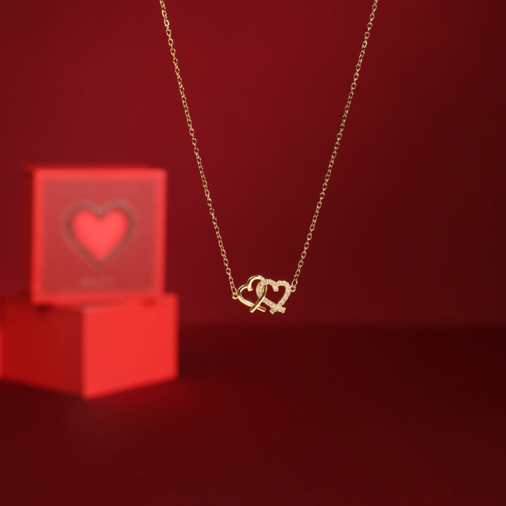 Linked Hearts Necklace With Valentine Box - Salty Accessories