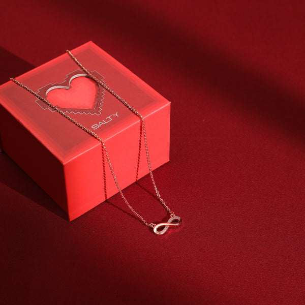 Eternal Connection Symbol White Necklace With Valentine Box