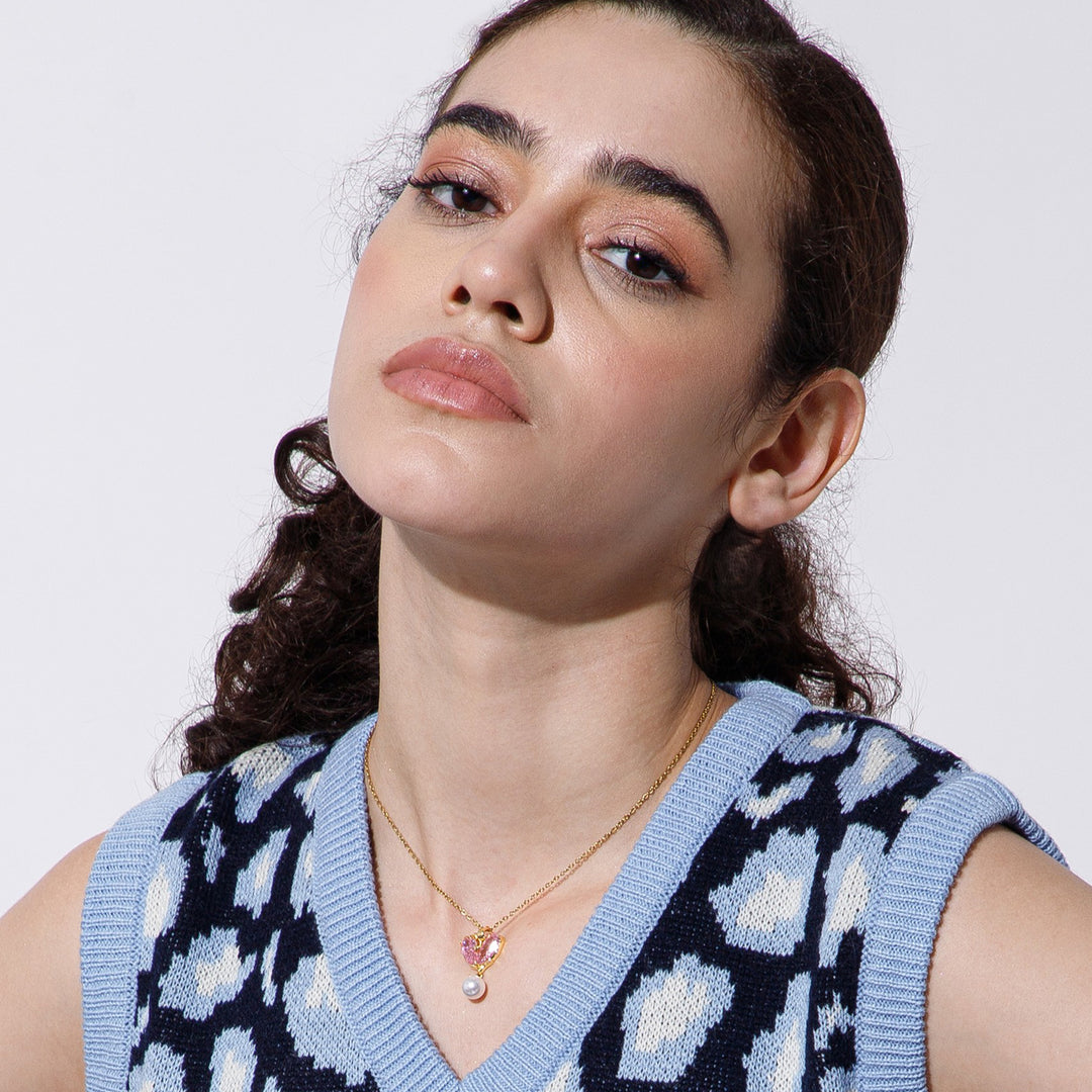 Heart of Pearl Necklace-Pink