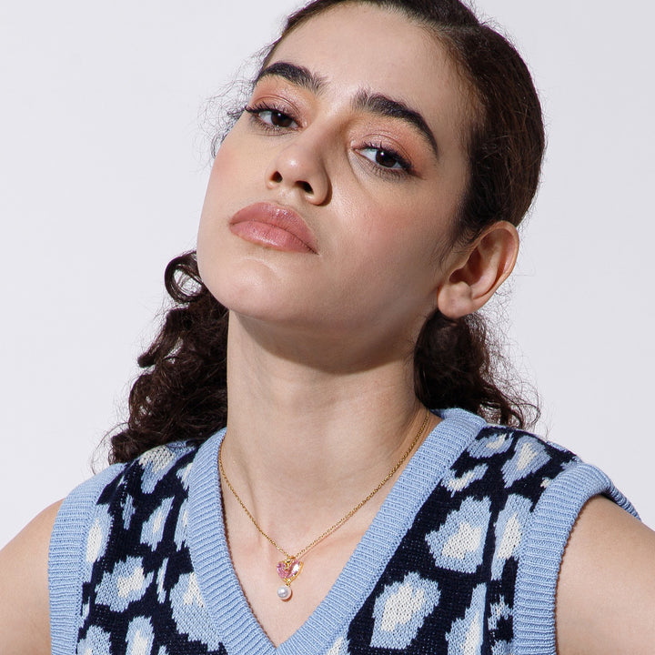 Heart of Pearl Necklace-Pink