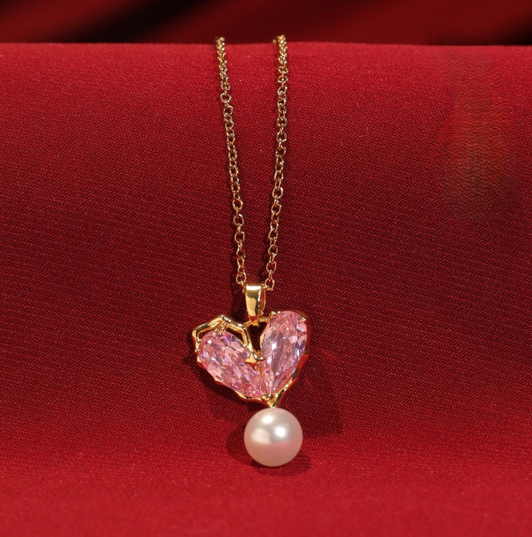 Heart of Pearl Necklace-Pink - Salty Accessories