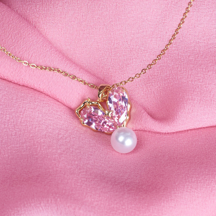 Heart of Pearl Necklace-Pink