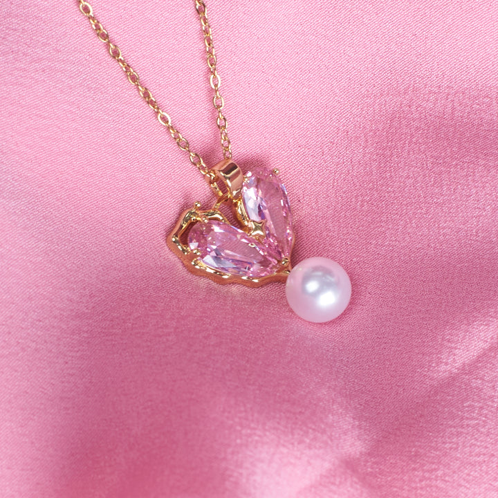 Heart of Pearl Necklace-Pink