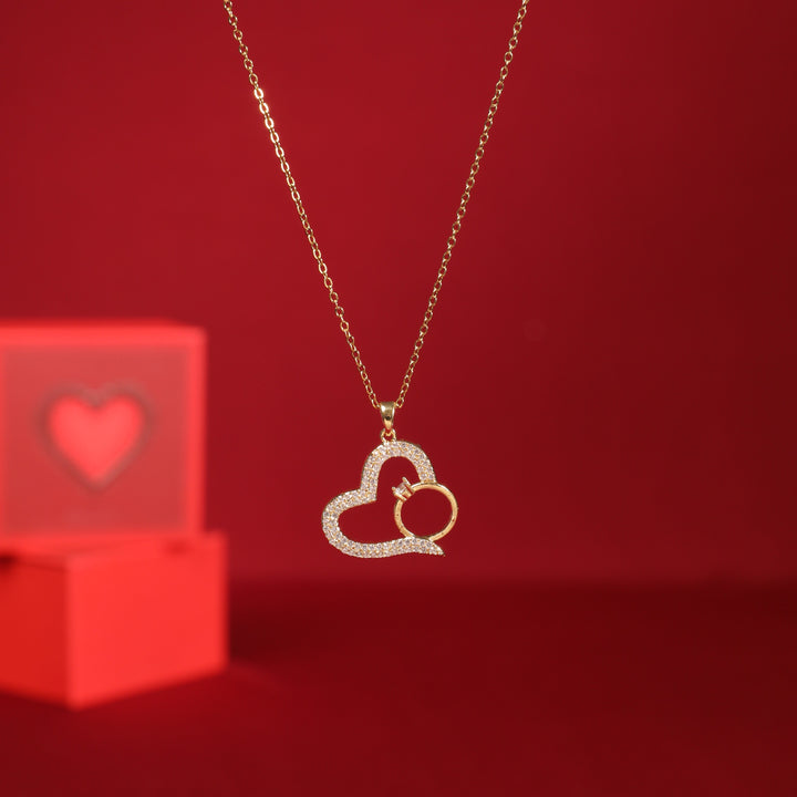 Graceful Heart with Ring Necklace With Valentine Box - Salty Accessories