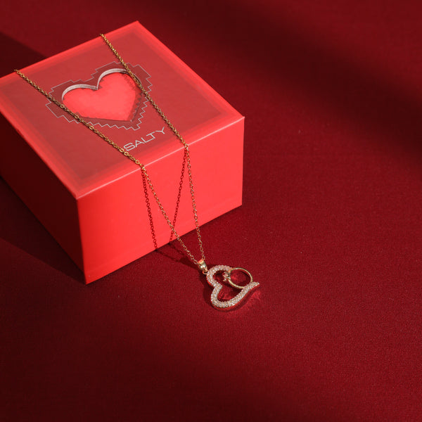 Graceful Heart with Ring Necklace With Valentine Box