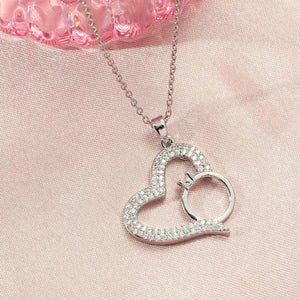 Graceful Heart with Ring Necklace - Silver