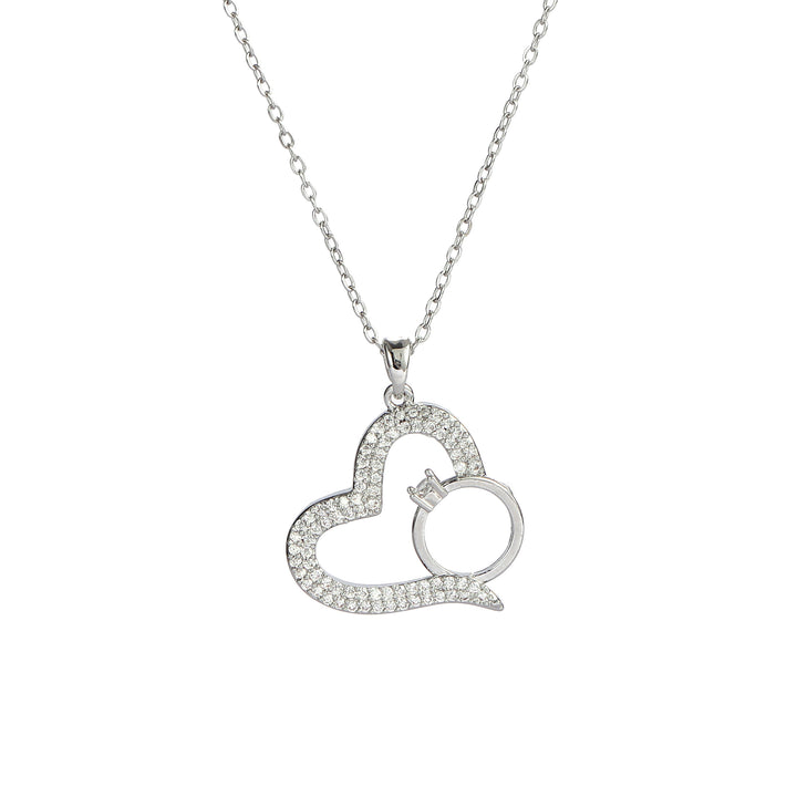 Graceful Heart with Ring Necklace - Silver