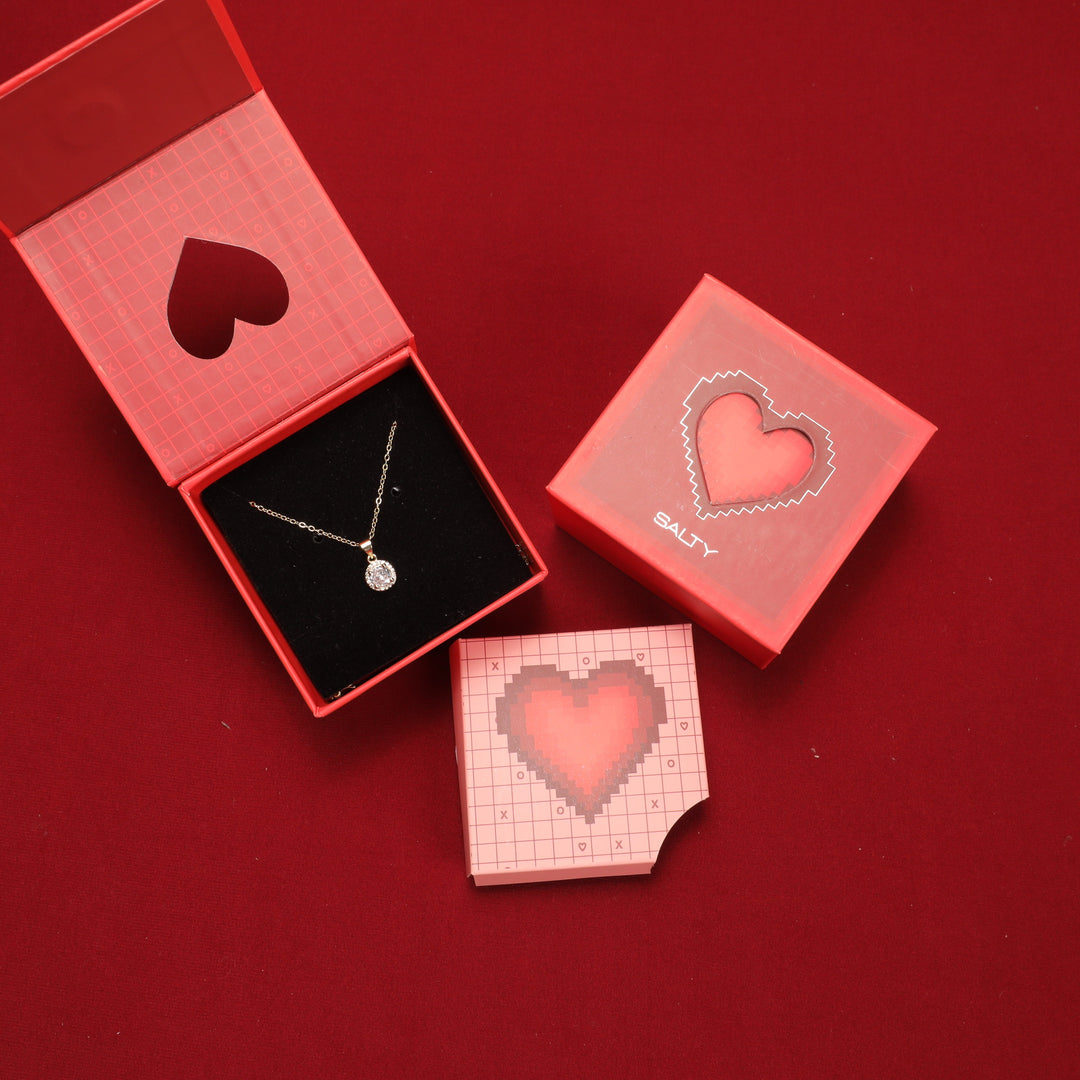 Gleam Kiss Necklace With Valentine Box - Salty Accessories