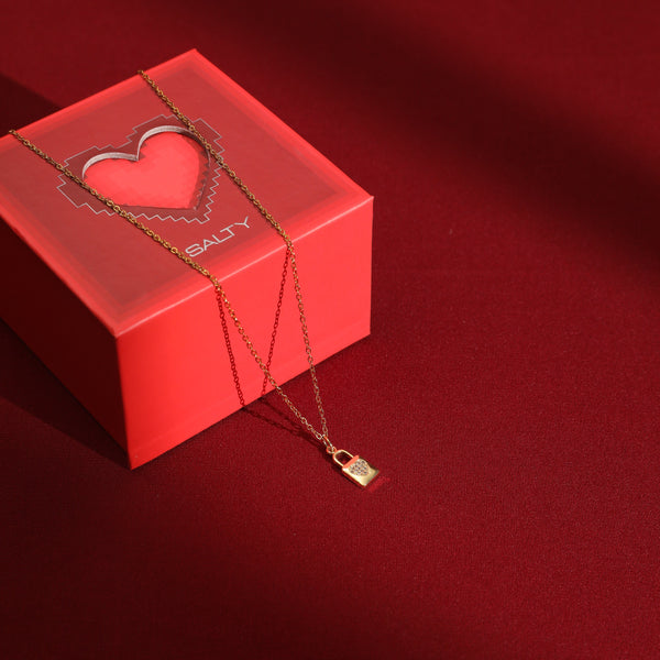Love Lock Charm Necklace With Valentine Box