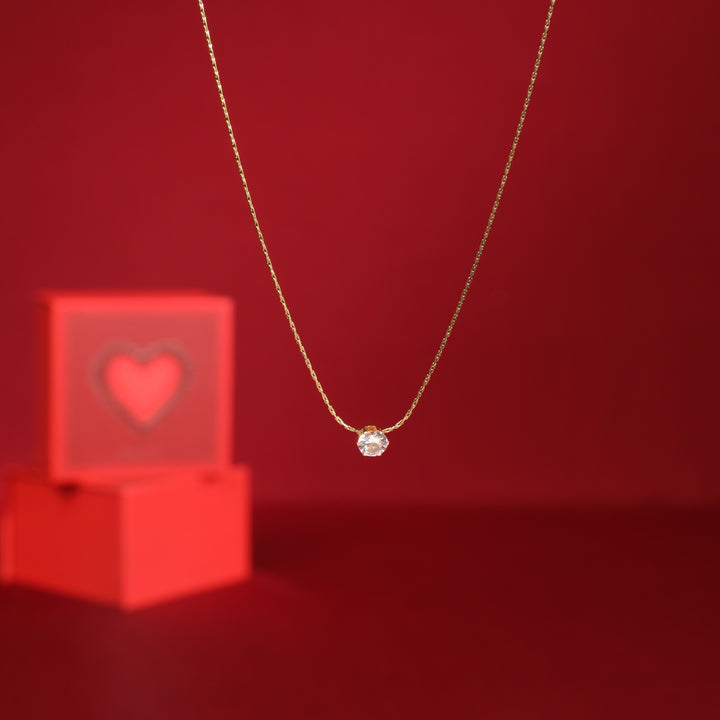 Dewdrop Diamond Necklace - Gold With Valentine Box