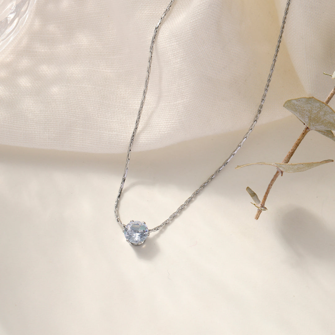 Dewdrop Diamond Necklace - Silver