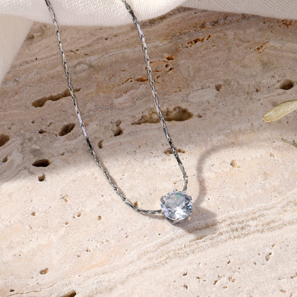 Dewdrop Diamond Necklace - Silver