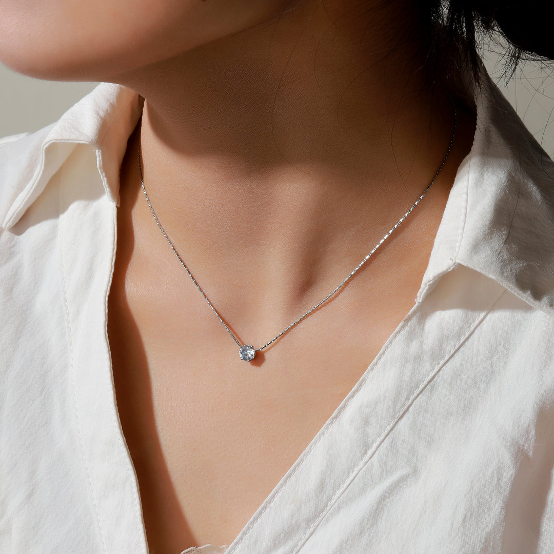 Dewdrop Diamond Necklace - Silver