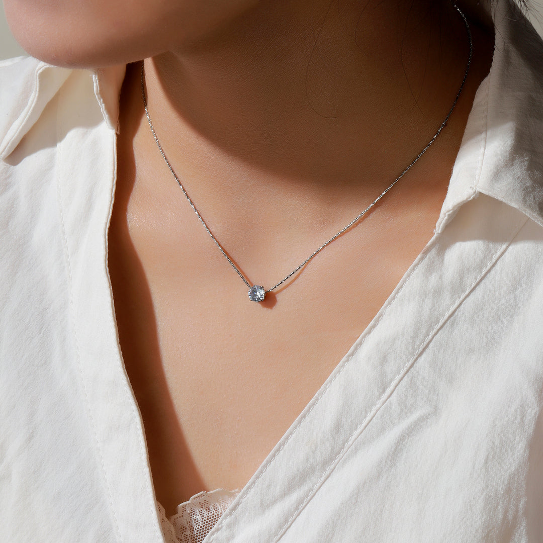 Dewdrop Diamond Necklace - Silver