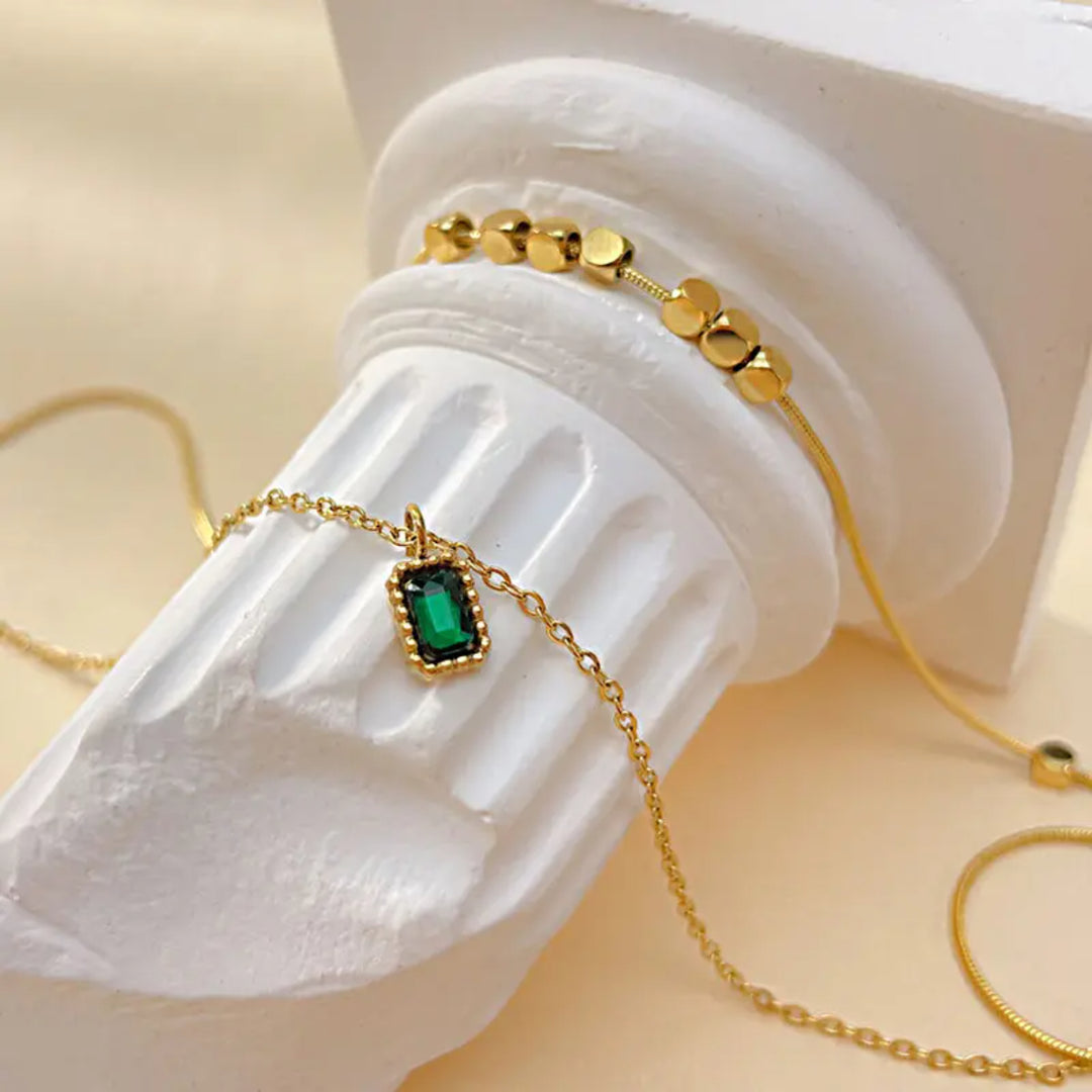 Emerald Vine Necklace - Gold