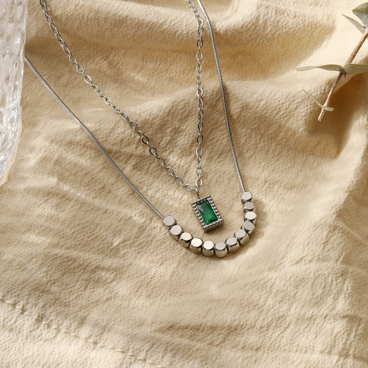 Emerald Vine Necklace - Silver
