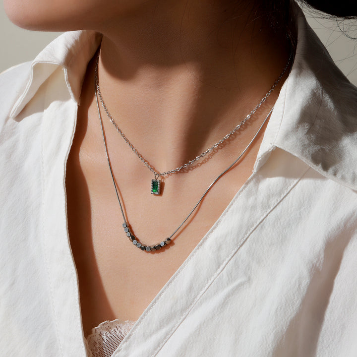 Emerald Vine Necklace - Silver