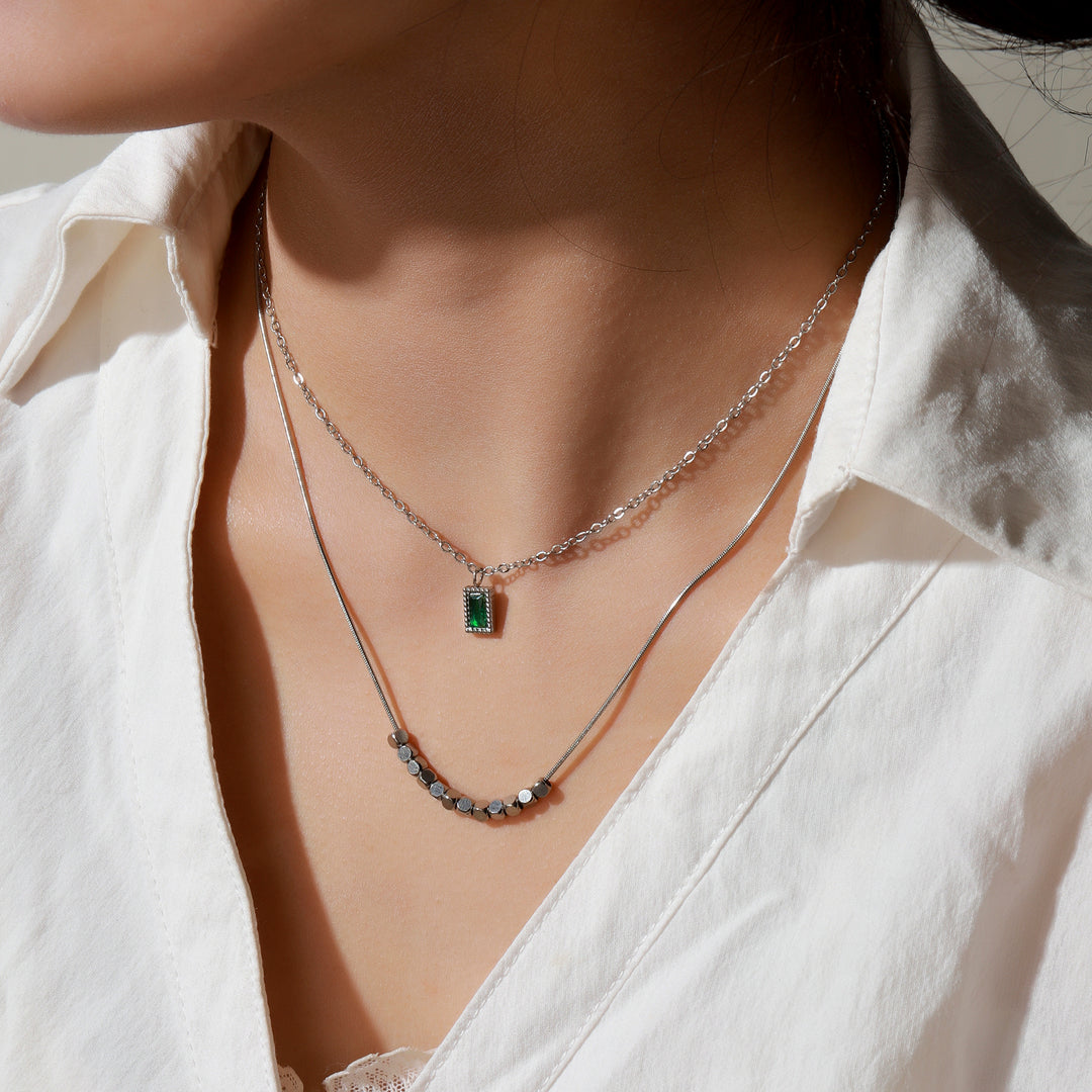 Emerald Vine Necklace - Silver