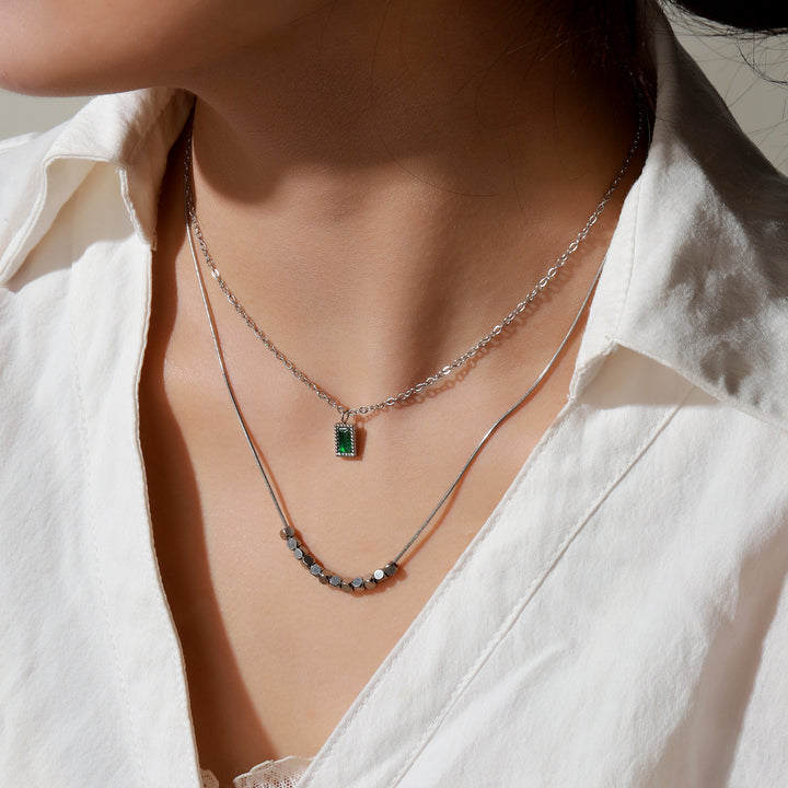 Emerald Vine Necklace - Silver